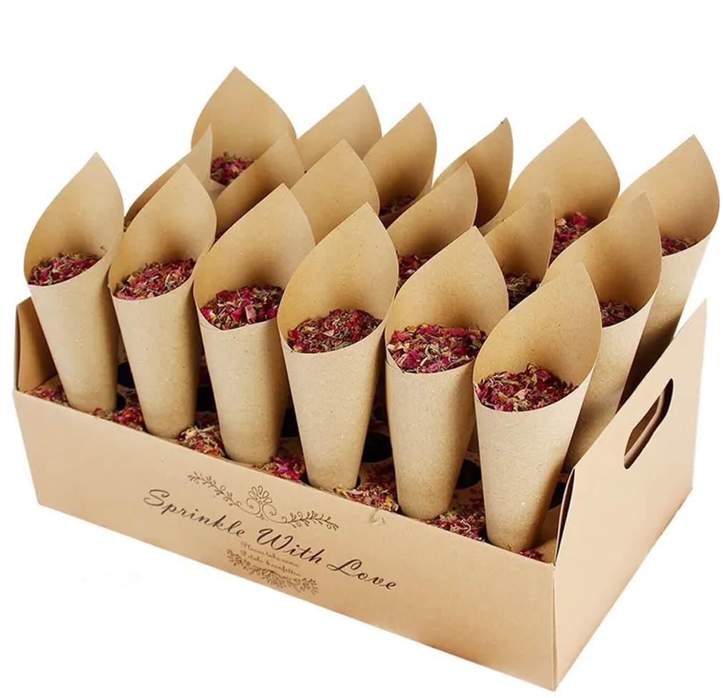 30 Guests Paper Cones & Holder for Confetti