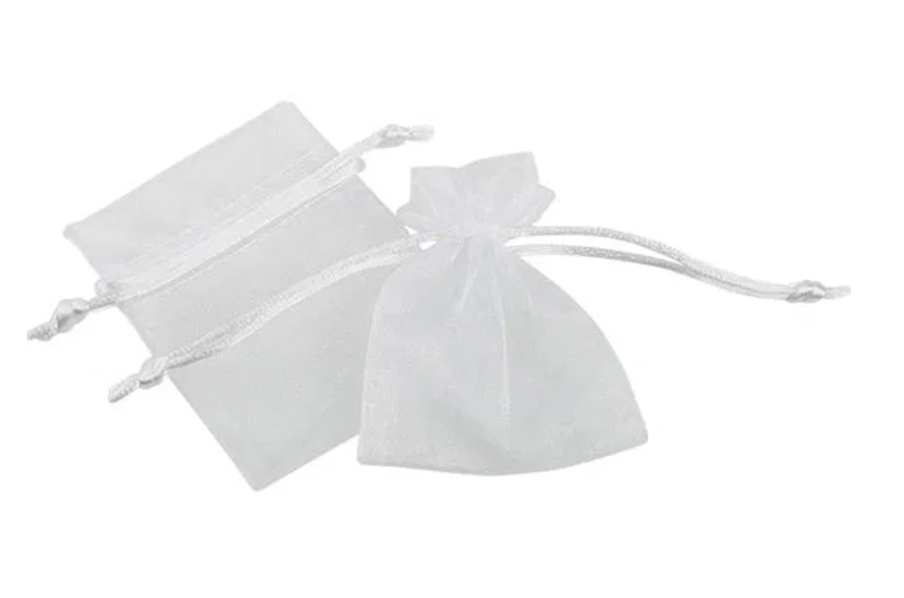 10 Beautiful Silver Mesh Confetti Bags