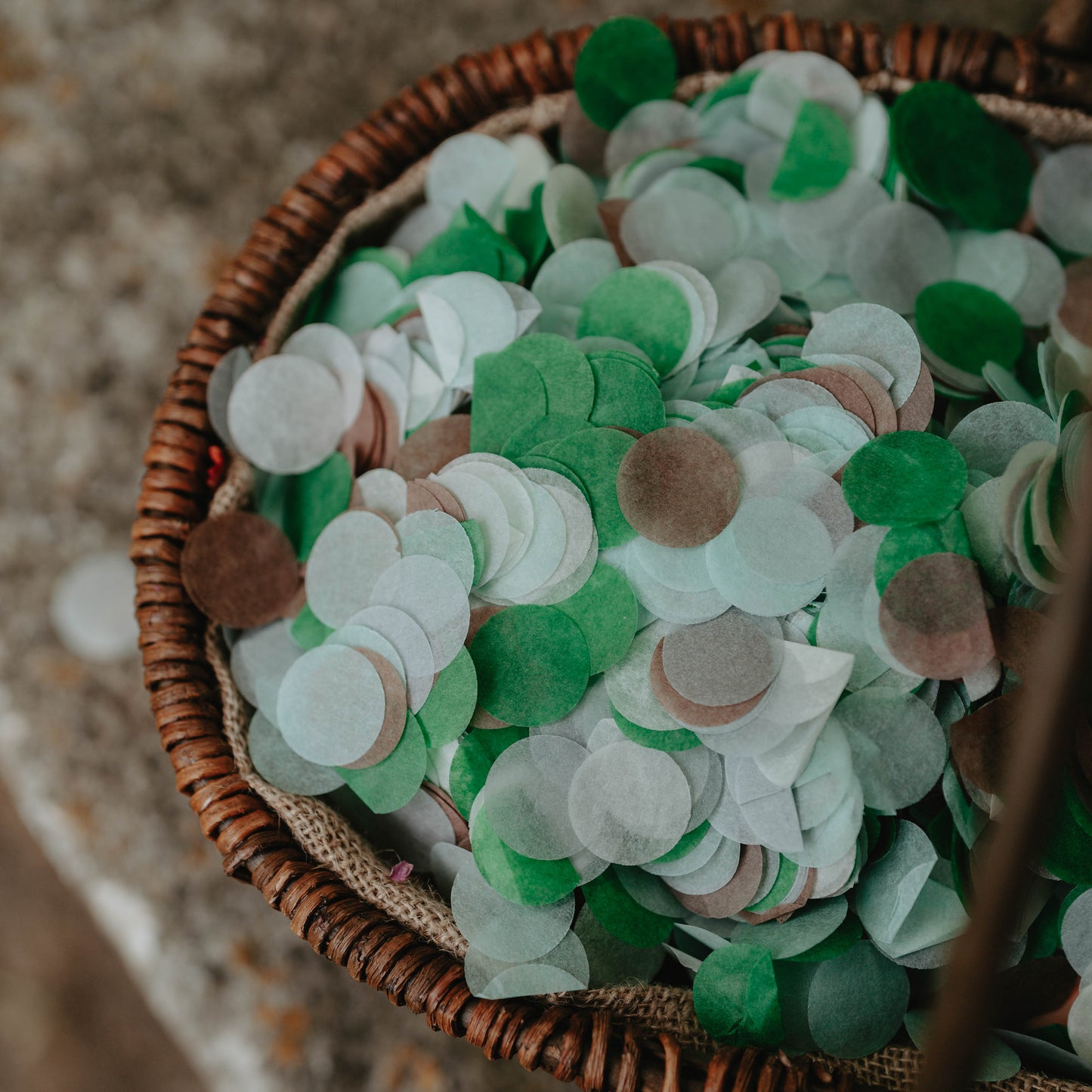 Natural Tones, Green, Beige & Ivory - Biodegradable Paper Confetti