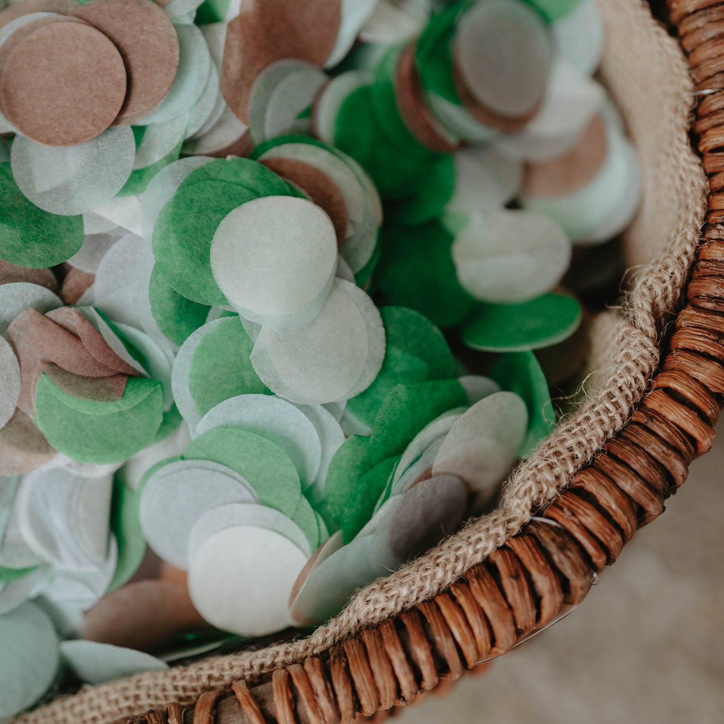 Natural Tones, Green, Beige & Ivory - Biodegradable Paper Confetti