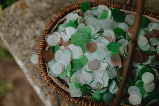 Natural Tones, Green, Beige & Ivory -  Biodegradable Paper Confetti